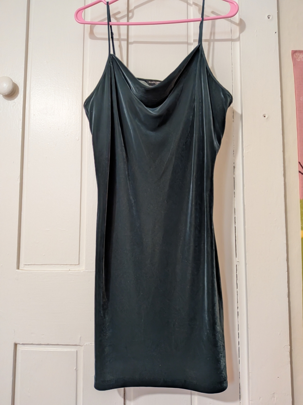 Banana Republic Factory Green Velvet Mini Cowl Neck Slip Dress